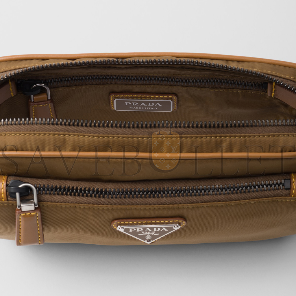 Pra*a re-nylon and leather belt bag 2vl977 (21*12.5*4.5cm)